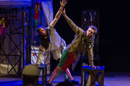 DNIPRO, UKRAINE - NOVEMBER 25, 2020: Medieval French farces performed by members of the Dnipro State...