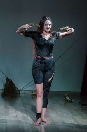 DNIPRO, UKRAINE - NOYEMBER 29, 2020: Polina Bulgarina perfomes Tales of the Decade at the Youth Theater Mirror.のeditorial素材