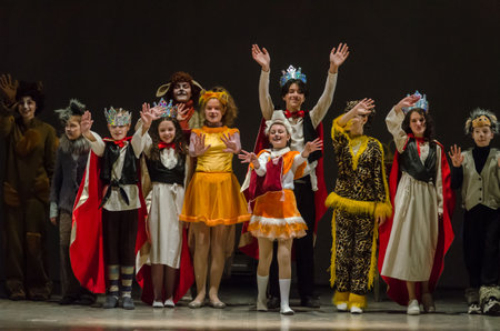 KAM'YANSKE, UKRAINE - JANUARY 6, 2021: The Chronicles of Narnia performed by members of the Lesya Ukrainka Theater from the city of Kamenskoye.のeditorial素材