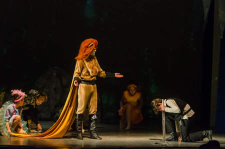KAM'YANSKE, UKRAINE - JANUARY 6, 2021: The Chronicles of Narnia performed by members of the Lesya Ukrainka Theater from the city of Kamenskoye.のeditorial素材