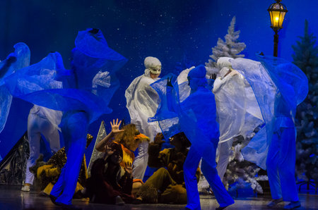 KAM'YANSKE, UKRAINE - JANUARY 6, 2021: The Chronicles of Narnia performed by members of the Lesya Ukrainka Theater from the city of Kamenskoye.のeditorial素材