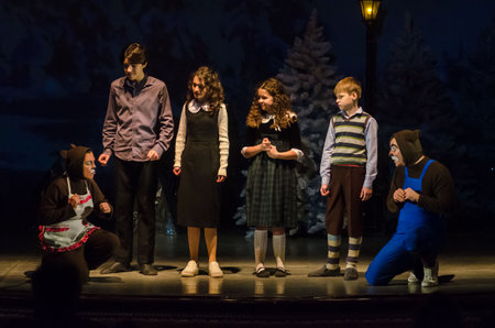 KAM'YANSKE, UKRAINE - JANUARY 6, 2021: The Chronicles of Narnia performed by members of the Lesya Ukrainka Theater from the city of Kamenskoye.のeditorial素材