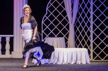 DNIPRO, UKRAINE - FEBRUARY 21, 2021: Comedy Masquerade performed by members of the Dnipro State Drama and Comedy Theater.のeditorial素材