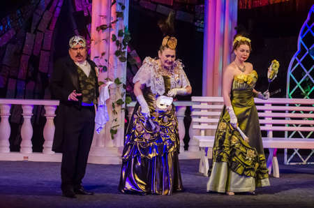 DNIPRO, UKRAINE - FEBRUARY 21, 2021: Comedy Masquerade performed by members of the Dnipro State Drama and Comedy Theater.のeditorial素材