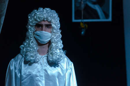 DNIPRO, UKRAINE - APRIL 25, 2021: Sanitarium perfomed by members of the Youth Theater Mirror.