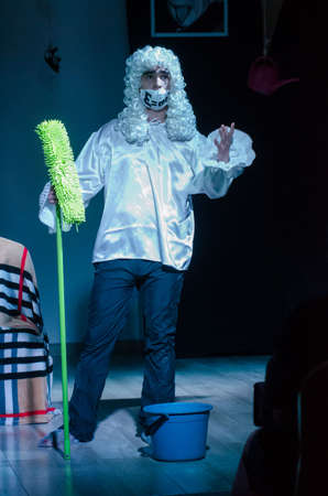 DNIPRO, UKRAINE - APRIL 25, 2021: Sanitarium perfomed by members of the Youth Theater Mirror.