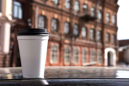 paper cup with coffee to go (space for logo) の写真素材