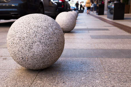 Sphere ball stone Bollards の写真素材