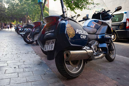 police motorbikes on the street of Madrid, Spain 2018-08-09