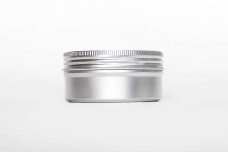 blank mock up advertising with copy space of the metal jar aluminum isolated on the white background