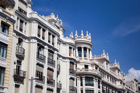 Beautiful classic traditional european architecture on the streets of the famous capital of Spain -...