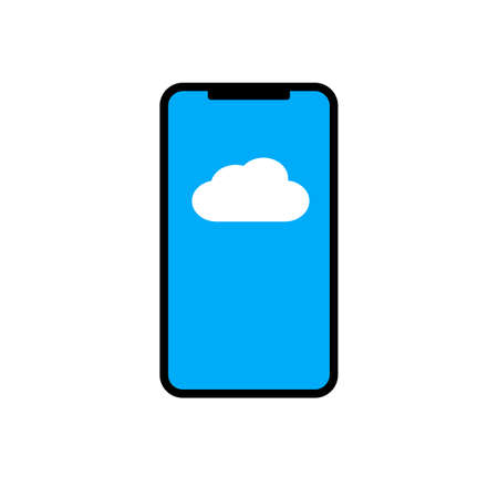 Simple icon of modern actual smartphone with cloud data base sign on display. Vector illustration eps 10のイラスト素材