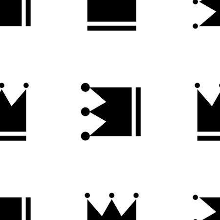 Seamless monochrome vector eps pattern illustration with black crowns on white backgroundのイラスト素材
