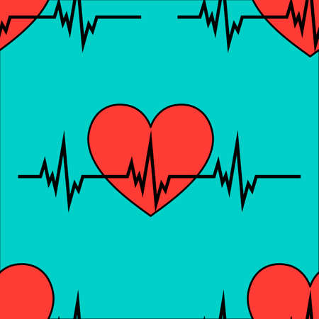 Cardiology heartbeat rhythm ecg seamless icon pattern.
Eps vector illustrationのイラスト素材