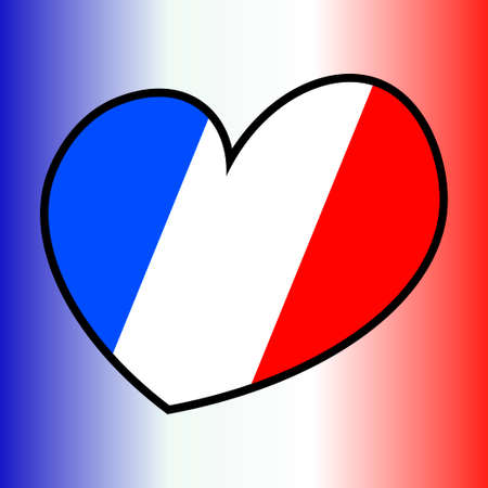 Heart shaped France flag with French national colors gradient on the background. Vector EPS10 illustration.のイラスト素材