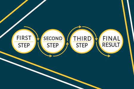 Futuristic Infographic template with 4 options (steps) and place for text. Yellow geometry template design for report, banner, workflow, business presentation. Editable vector EPS 10 illustration.のイラスト素材