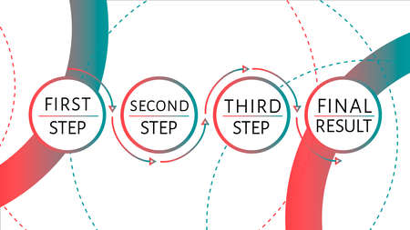 Futuristic Infographic template with 4 options (steps) and place for text. Red and green dotted...