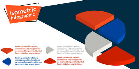 3D isometric infographic diagram data visualization template with 4 options (steps), place for title and text elements. For process chart, report, banner, presentation. Editable EPS 10 illustrationのイラスト素材