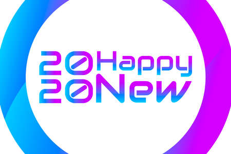 Happy 2020 New Year. Lettering holiday modern style elements with violet, purple and blue colors. Festive label inscription for cards, banners, posters. Editable EPS 10 Vector Illustration.のイラスト素材