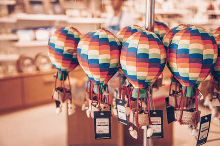 Souvenirs from Cappadocia, Turkey. Small cute colorful hot air balloons on the street market....