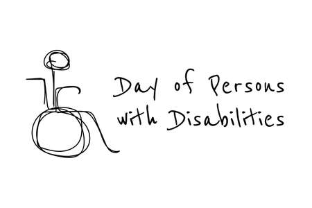 International Day of Persons with Disabilities - December 3. Single continuous line drawing. Conceptual template for banner, background, card, poster with handwriting text inscription. Vector. .のイラスト素材