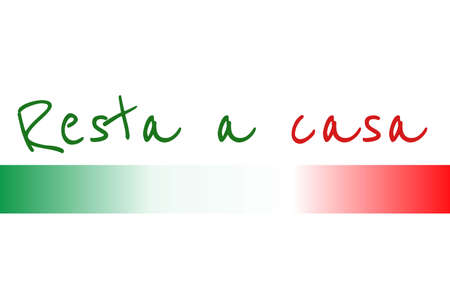 Self quarantine and and social distancing concept. Inscription Stay Home in Italian. Flag of Italy. COVID-19 coronavirus. Template for background, banner, poster. Vector EPS10 illustrationのイラスト素材
