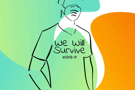 Self quarantine and and social distancing concept. Stay home. COVID-19 coronavirus. Template for background, banner, poster with text inscription. Vector EPS10 illustration.のイラスト素材