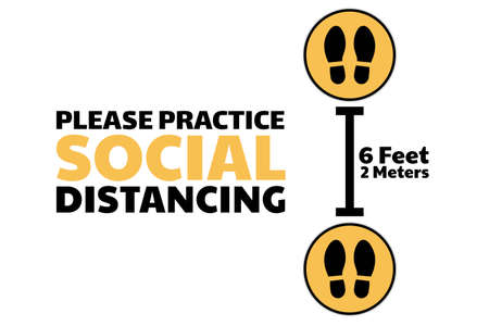 Social distancing sign. COVID-19 coronavirus prevention. Template for background, banner, poster...