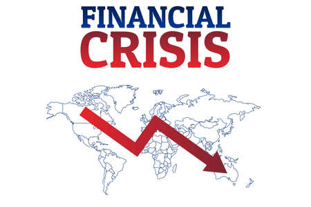 Financial crisis concept. Template for background, banner, poster with text inscription. Vector...
