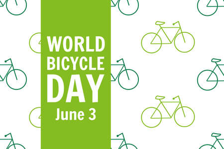 World Bicycle Day. June 3. Holiday concept. Template for background, banner, card, poster with text inscription. Vector EPS10 illustration.のイラスト素材