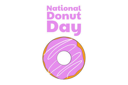 National Donut Day. Holiday concept. Template for background, banner, card, poster with text inscription. Vector EPS10 illustration.のイラスト素材