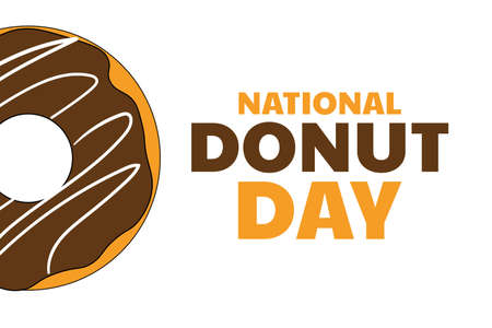 National Donut Day. Holiday concept. Template for background, banner, card, poster with text inscription. Vector EPS10 illustration.のイラスト素材