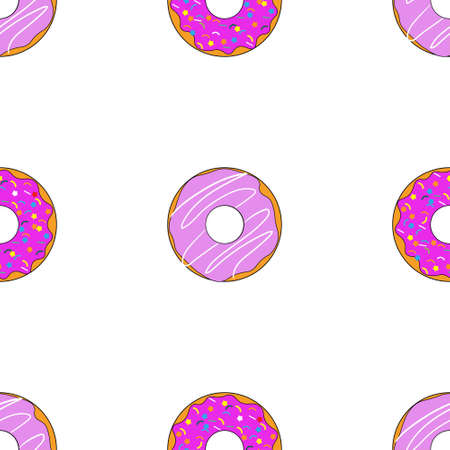 Seamless pattern with donuts. Template for background, banner, card, poster.のイラスト素材