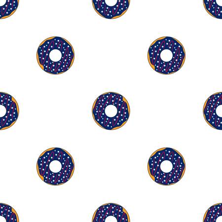 Seamless pattern with red and blue donuts. National USA colors. Template for background, banner, card, poster.のイラスト素材
