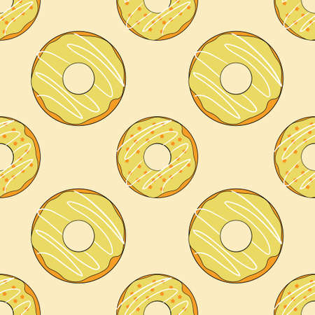 Seamless pattern with donuts. Template for background, banner, card, poster.のイラスト素材