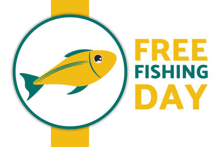 Free Fishing Day concept. Template for background, banner, card, poster with text inscription.のイラスト素材