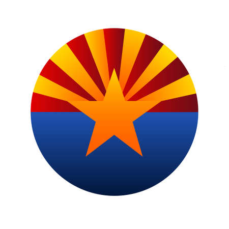 Round flag of Arizona with gradient colors. Template for background, banner, card, poster. Vector EPS10 illustration.のイラスト素材