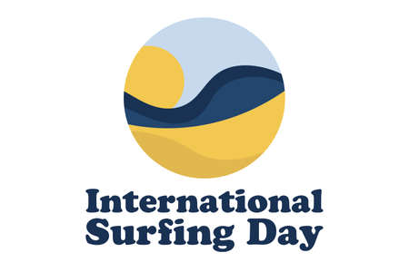 International Surfing Day. June 20. Holiday concept. Template for background, banner, card, poster with text inscription.のイラスト素材