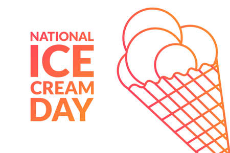 National Ice Cream Day. Holiday concept. Template for background, banner, card, poster with text inscription. Vector EPS10 illustration.のイラスト素材