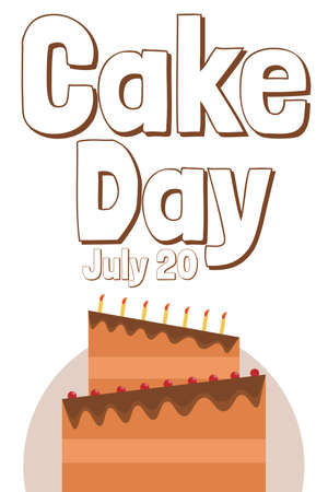 International cake day. July 20. Holiday concept. Template for background, banner, card, poster with text inscription. Vector EPS10 illustration.のイラスト素材