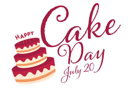 International cake day. July 20. Holiday concept. Template for background, banner, card, poster with text inscription. Vector EPS10 illustration.のイラスト素材
