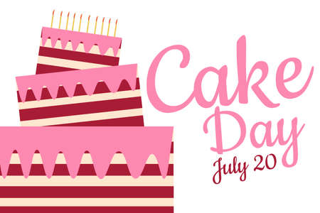 Cake day. Holiday concept. Template for background, banner, card, poster with text inscription. Vector EPS10 illustration.のイラスト素材