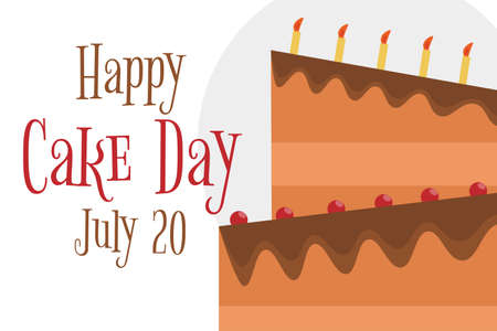 International cake day. July 20. Holiday concept. Template for background, banner, card, poster with text inscription. Vector EPS10 illustration.のイラスト素材