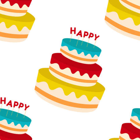Seamless pattern background with cake. Template for background, banner, card, poster. Vector EPS10 illustration.のイラスト素材