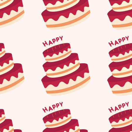 Seamless pattern background with cake. Template for background, banner, card, poster. Vector EPS10...