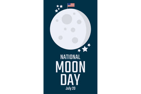 National Moon Day. July 20. Holiday concept. Template for background, banner, card, poster with text inscription. Vector illustration.のイラスト素材