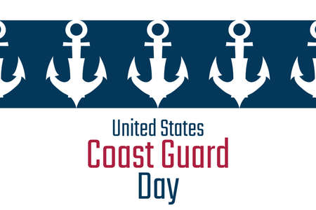 Coast Guard Day. August 4. Holiday concept. Template for background, banner, card, poster with text inscription. Vector EPS10 illustration.のイラスト素材
