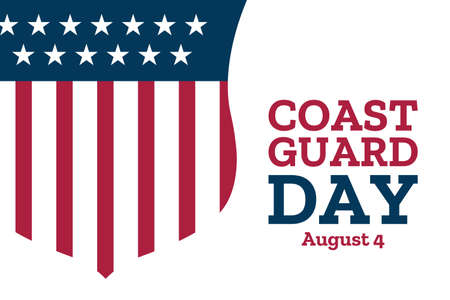 Coast Guard Day. August 4. Holiday concept. Template for background, banner, card, poster with text inscription. Vector EPS10 illustration.のイラスト素材