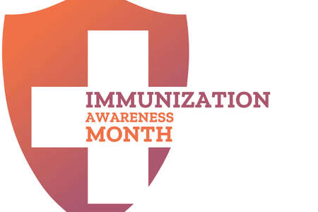 August is National Immunization Awareness Month. Holiday concept. Template for background, banner, card, poster with text inscription. Vector illustration.のイラスト素材