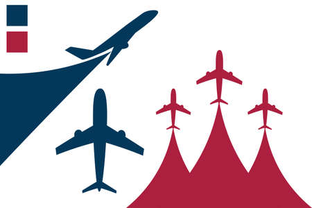 Aviation set with different planes. Template for background, banner, card, poster.のイラスト素材